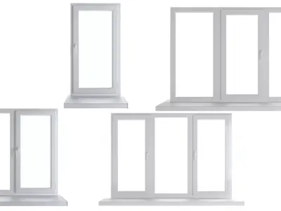 4 types of plastic windows - white 3D model