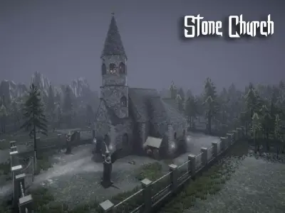Stone Church Low-poly 3D model