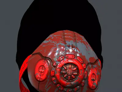 Gas mask helmet 3d model scifi Low-poly  Low-poly 3D model