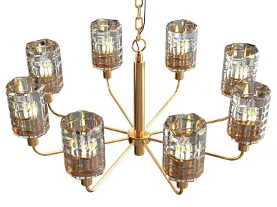 ALBERTA gold chandelier with clear glass shades 3D model