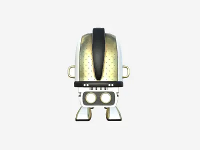 Turtleback Robot J05 White Gold - SciFi Character Design Low-poly 3D model