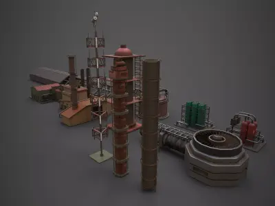 Modular Industrial Asset Low-poly 3D model