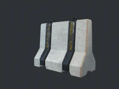 Scifi Concrete Barrier Low-poly 3D model