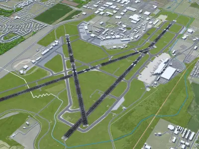 Madison Dane County Airport 10km Low-poly 3D model
