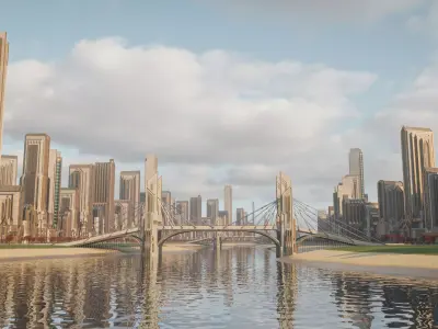 FANTASY ART DECO CITY SCENE WITH ALL THE ASSET Low-poly 3D model