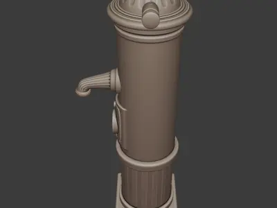 Vintage fountain bollard with knob scale at several scales 3D model