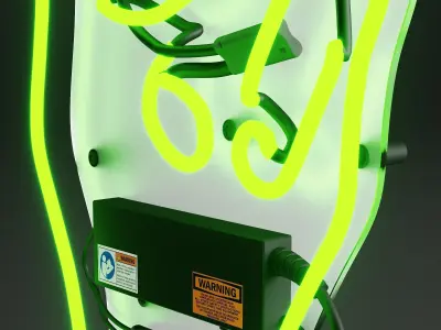 Neon Victory and Peace Wall Sign 3D model