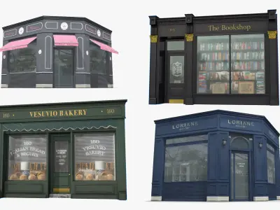 Storefronts Collection Low-poly 3D model