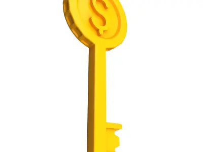 Key with Dollar Coin Cartoon Low-poly 3D model