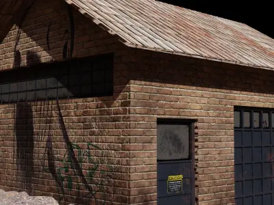 Old Abandoned Workshop Building Free low-poly 3D model
