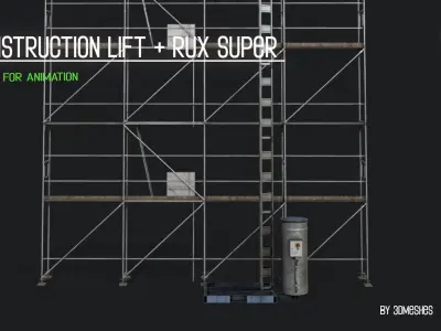  Construction Lift and RUX Super  Low-poly 3D model