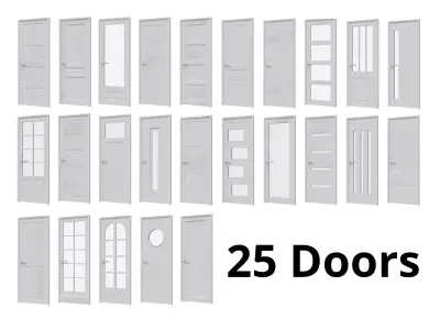 UPDATED Set of 25 Doors for interior and exterior modern design 3D model