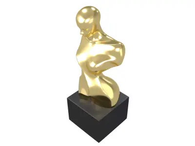 Abstract Woman Half Body Shape Sculpture v2 001 Low-poly 3D model
