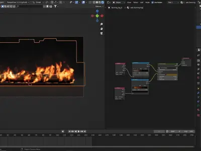 High-Resolution Burning log - vdb animated 3D model