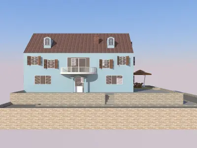 House with windows and shutters Free 3D model