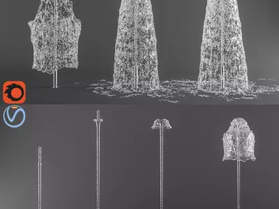 Photorealistic water spray fountain 3D model