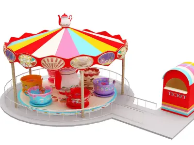 Tea Cup Ride Low-poly 3D model