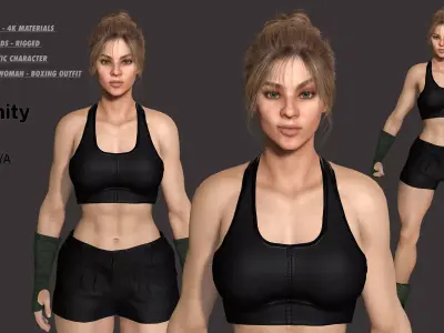 AAA 3D REALISTIC FEMALE CHARACTER - MUSCULAR BLONDE WOMAN Low-poly 3D model