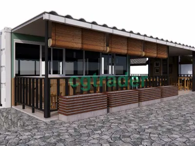Container cafe restaurant interior design 3d model 3D model