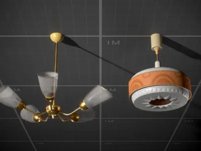 Soviet Ceiling Lamp - Chandelier Low-poly 3D model