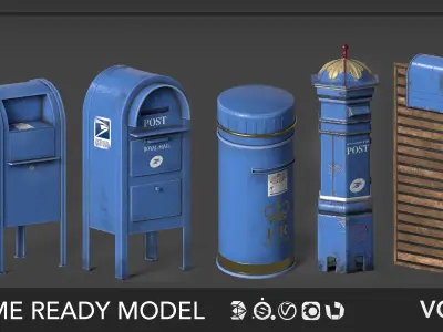 10 Mail Box Low-poly 3D model