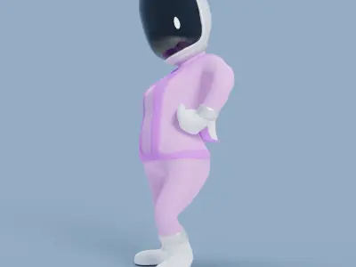 Rigged Cartoon Space Girl - Space Woman Character 3D model
