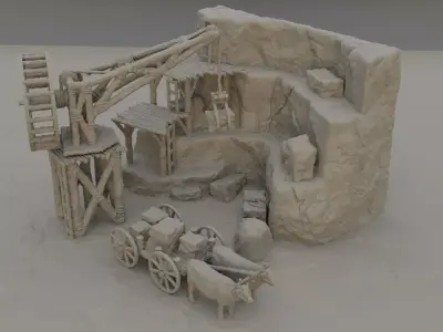 Small Stone Quarry  Tabletop Terrain 28 mm 3D print model