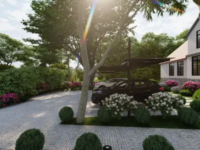 3D Exterior Scene 3D model design garden and landscape 3D model 9