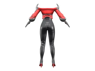 Crimson Black Warrior Armour Bodysuit Low-poly 3D model