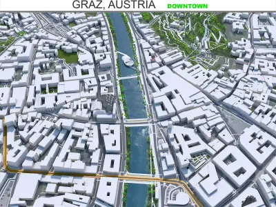 Graz Downtown Austria Low-poly 3D model
