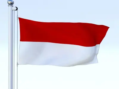 Animated Monaco Flag Low-poly 3D model