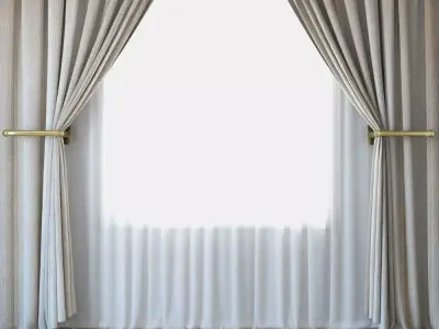 Curtains 19  Curtains with Tulle 3D model