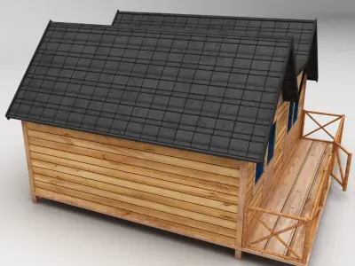 Wooden House Large low poly Low-poly 3D model