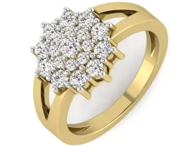 Light Weight Yellow Gold Diamond Ring  -PR-006 DIA 3D print model