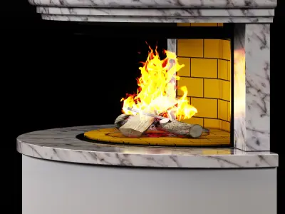 marble fireplace contemporary 3D model