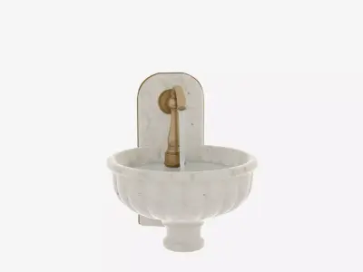 Luxurious 3D Bank Water Fountain Marble Basin and Brass Details 3D model