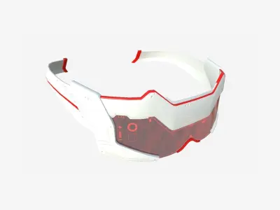 SciFi Glasses F04 White Red - Character Design Fashion Low-poly 3D model