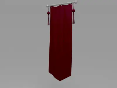 Flag 3d maroon curtain with tassels 3D model