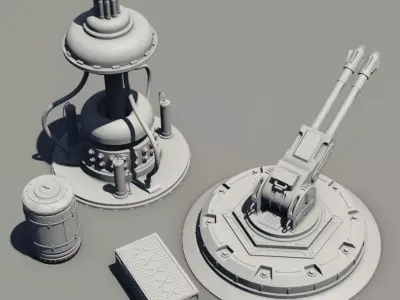 Sci-fi high-poly collection metal box 3D model