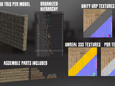 Survival Modular Building Parts Pack Low-poly 3D model