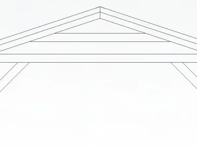 Editable wooden 2-stand carport with black roof 3D model