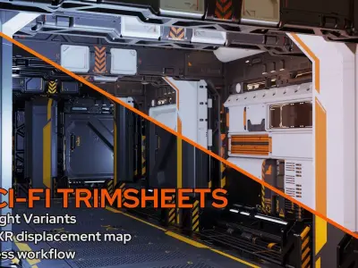 5 Sci-Fi trim sheets 3D model