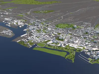 Honolulu 50x50km 3D City Map 3D model