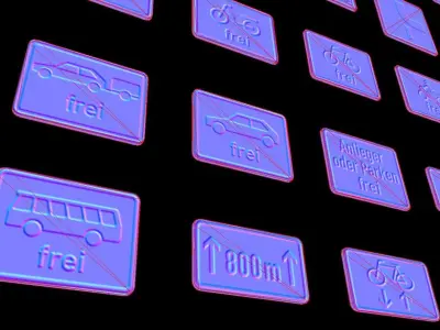 Additional Traffic Signs -1 Low-poly 3D model