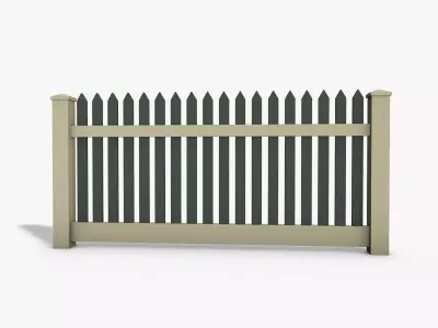 Wooden Fence Low-poly 3D model 8
