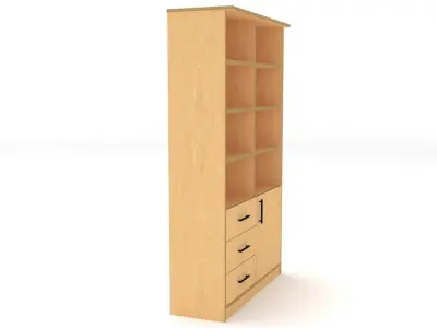 bookshelf 2 cover1 drawer3 Low-poly 3D model