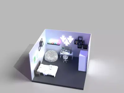Modern Gamer Room 3D model