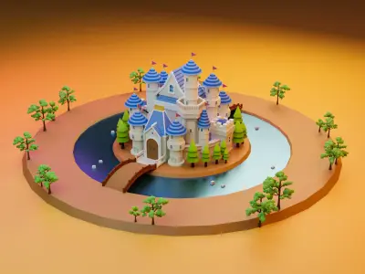 Cartoon castle Free 3D model