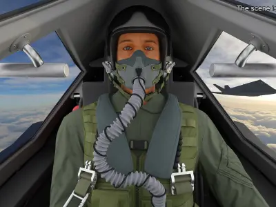  Stealth Combat Aircraft with Pilot in Flight 