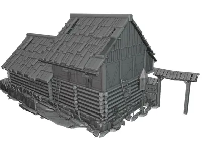 Low Poly 3D Medieval House with Interior Props Optimized Games   Low-poly 3D model